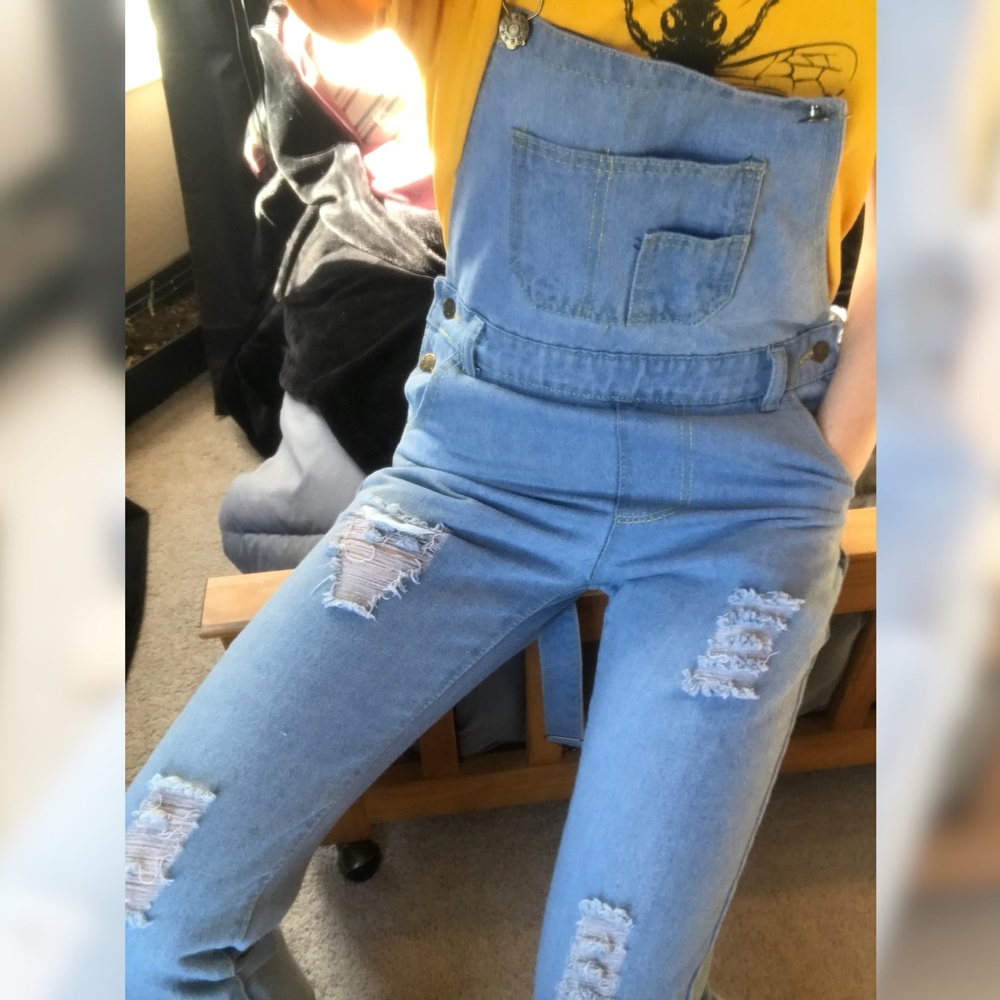 Light Wash Denim Dungarees